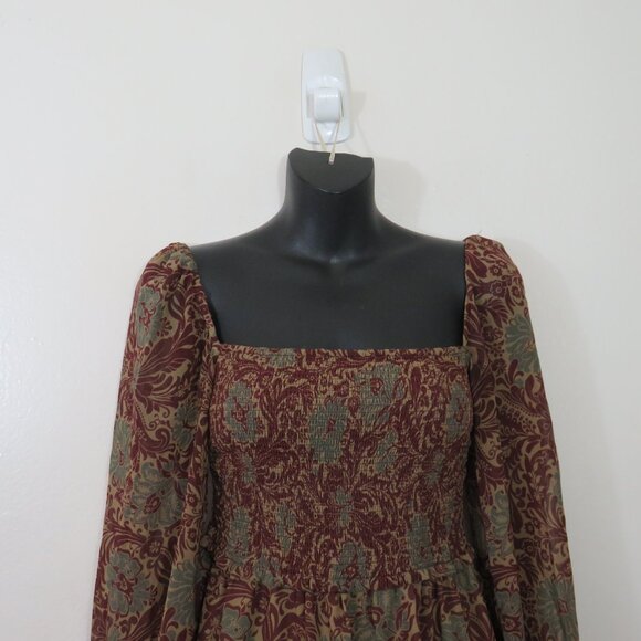 Wilfred Aritzia Size Small Tempest Mini Smocked Chiffon Mini Dress Floral Print - Picture 3 of 7